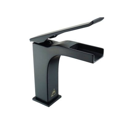 Kube Bath Aqua Cascata 6" Single Lever Bathroom Vanity Faucet – Matte Black - Renoz