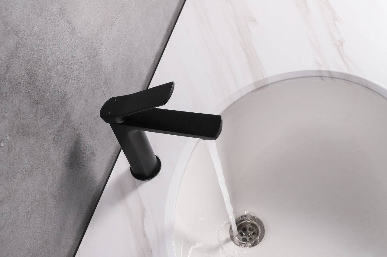 Kube Bath Aqua Balli 7" Single Lever Bathroom Vanity Faucet – Matte Black - Renoz