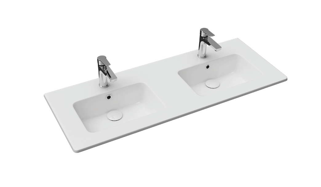 Streamline Cavalli ALD-121DB Slim Drop-in or Wall Mount Basin Double Sink Bathroom Sink - Renoz