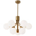 Dainolite 9 Light Halogen Chandelier, Aged Brass with Opal Glass - Renoz