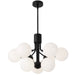 Dainolite 9 Light Halogen Chandelier, Matte Black with Opal Glass - Renoz