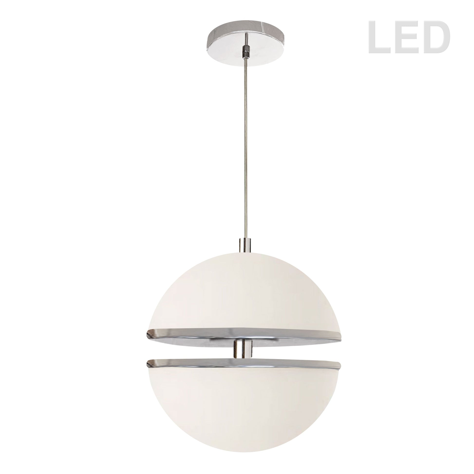 Dainolite 30W Pendant, Polished Chrome w/ White Glass - Renoz