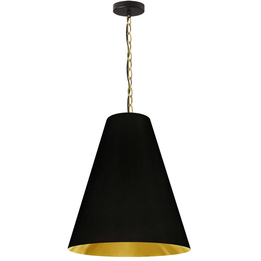 Dainolite 1 Light Medium Anaya Aged Brass Pendant with Black/Gold Shade - Renoz