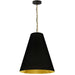 Dainolite 1 Light Medium Anaya Aged Brass Pendant with Black/Gold Shade - Renoz