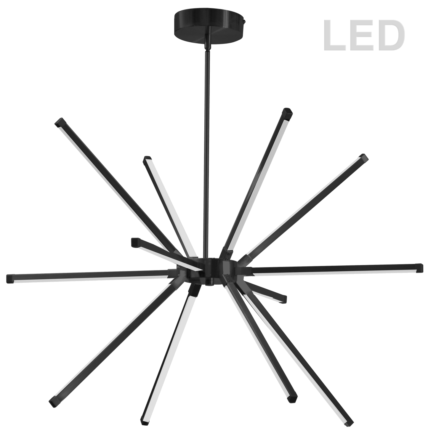 Dainolite 60W LED Chandelier, Matte Black with White Acrylic Diffuser - Renoz