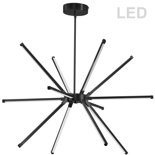 Dainolite 60W LED Chandelier, Matte Black with White Acrylic Diffuser - Renoz