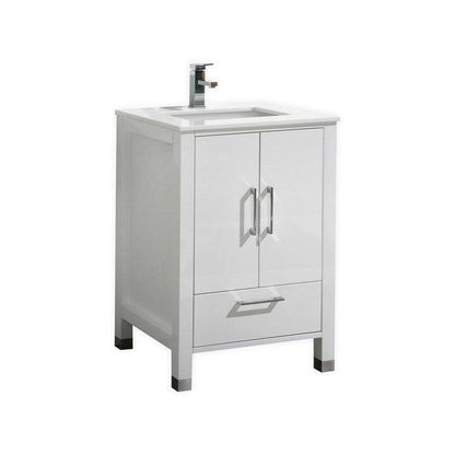 Kube Bath Anziano Bathroom Vanity With White Quartz Countertop and Undermount Sink - Renoz