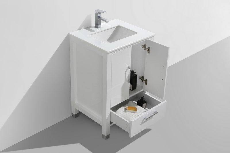 Kube Bath Anziano Bathroom Vanity With White Quartz Countertop and Undermount Sink - Renoz