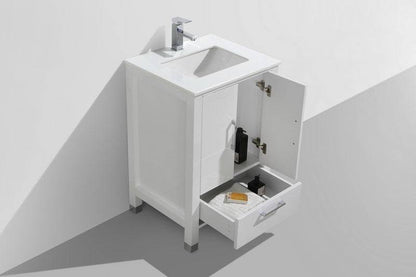 Kube Bath Anziano Bathroom Vanity With White Quartz Countertop and Undermount Sink - Renoz