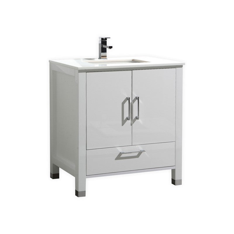 Kube Bath Anziano Bathroom Vanity With White Quartz Countertop and Undermount Sink - Renoz