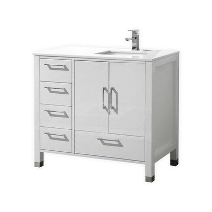 Kube Bath Anziano Bathroom Vanity With White Quartz Countertop and Undermount Sink - Renoz