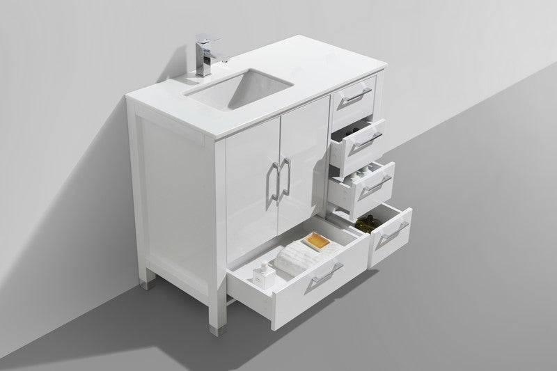 Kube Bath Anziano Bathroom Vanity With White Quartz Countertop and Undermount Sink - Renoz