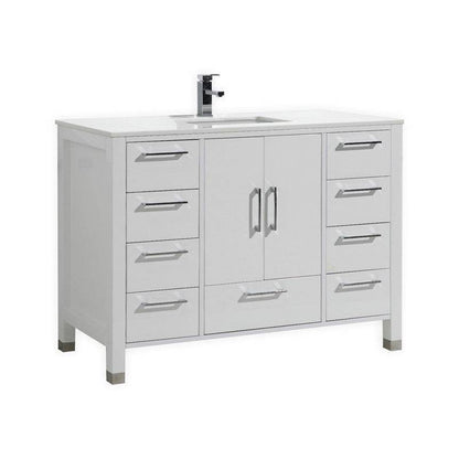 Kube Bath Anziano Bathroom Vanity With White Quartz Countertop and Undermount Sink - Renoz