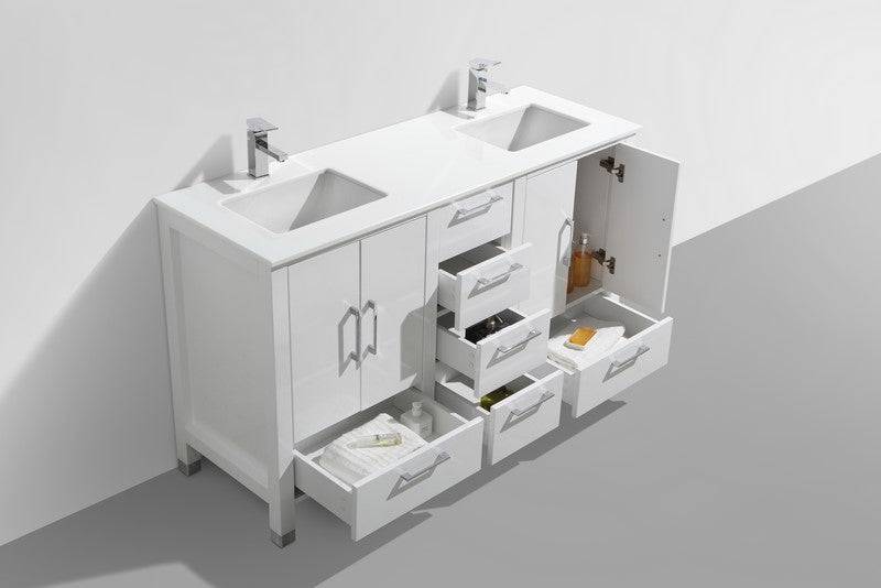 Kube Bath Anziano Bathroom Vanity With White Quartz Countertop and Undermount Sink - Renoz