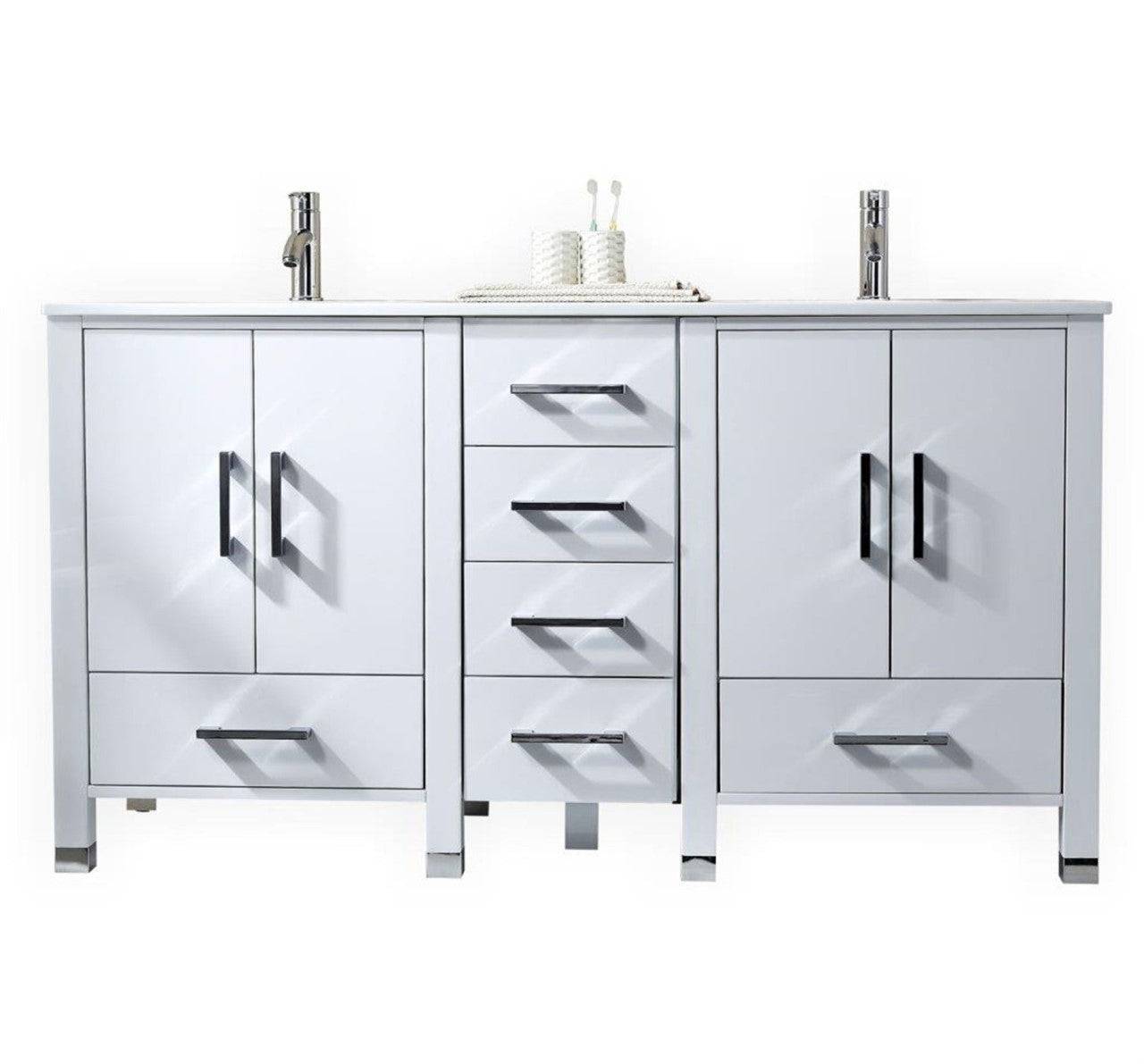 Kube Bath Anziano Bathroom Vanity With White Quartz Countertop and Undermount Sink - Renoz