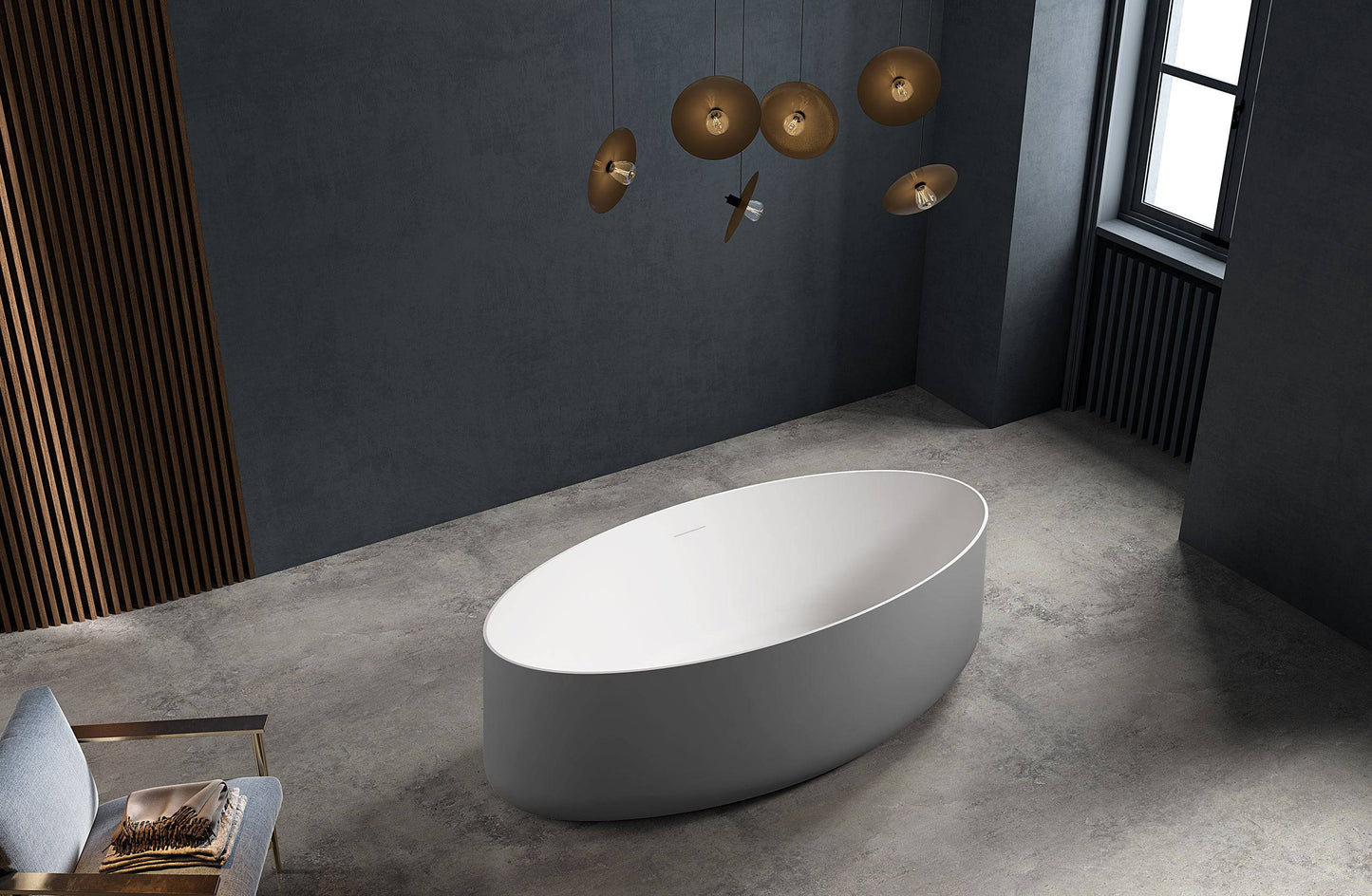 Bagno Italia Atlantis 67" x 32" x 23" Matte Grey One Piece Freestanding Bathtub AT695170GR - Renoz