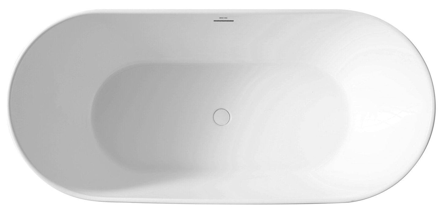 Bagno Italia Bellagio 60" x 32" x 27" Glossy White One Piece Freestanding Bathtub BG612152 - Renoz