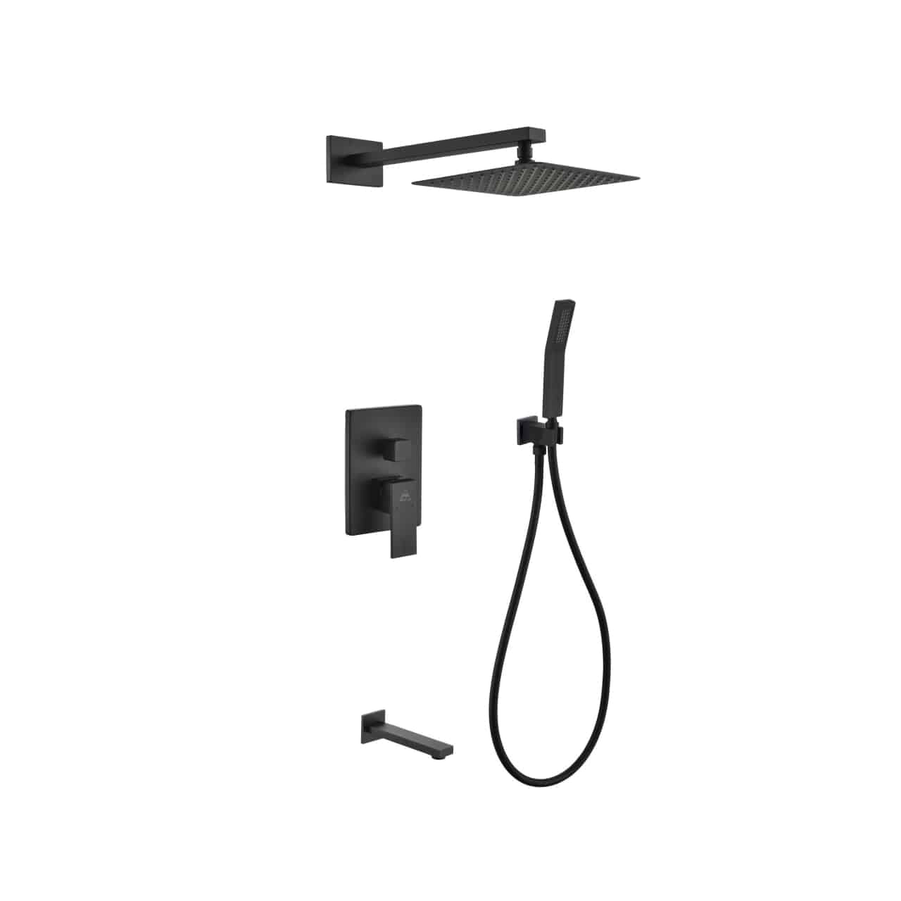 Aqua Piazza Black Shower Set With 8" Square