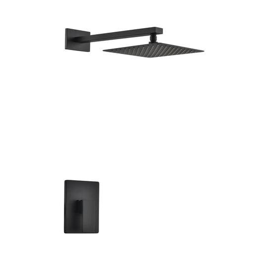 Kube Bath Aqua Piazza Black Shower Set With 12" Square Rain Shower Head - Renoz