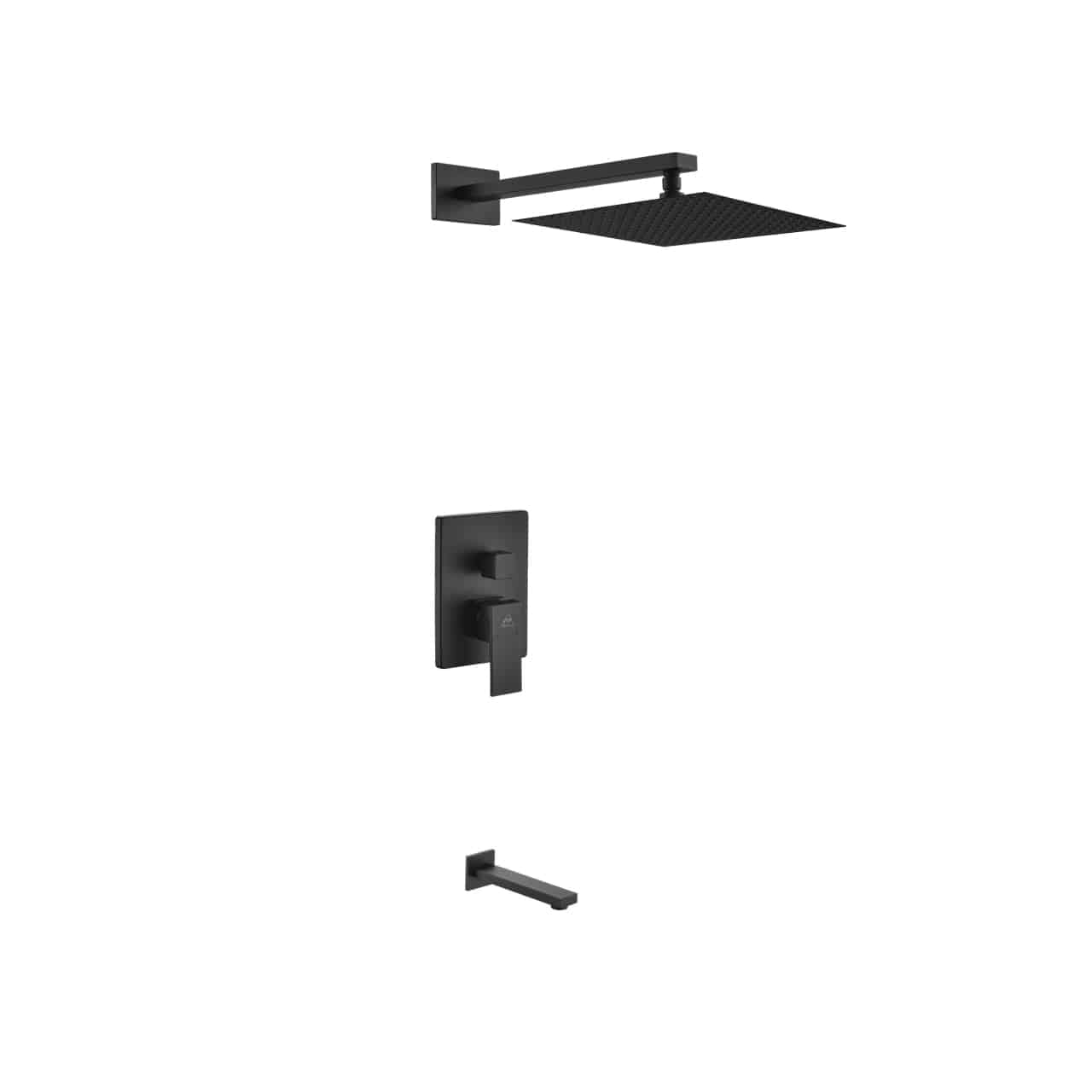 Kube Bath Aqua Piazza Black Shower Set With 12" Square Rain Shower and Tub Filler - Renoz