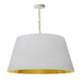 Dainolite 1 Light Large Pendant, White and Gold Shade, Aged Brass - Renoz