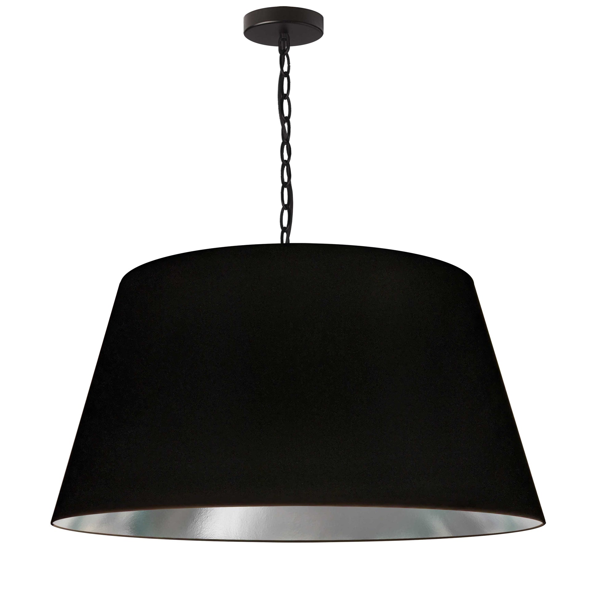 Dainolite 1 Light Brynn Large Pendant, Black/Silver Shade, Black - Renoz