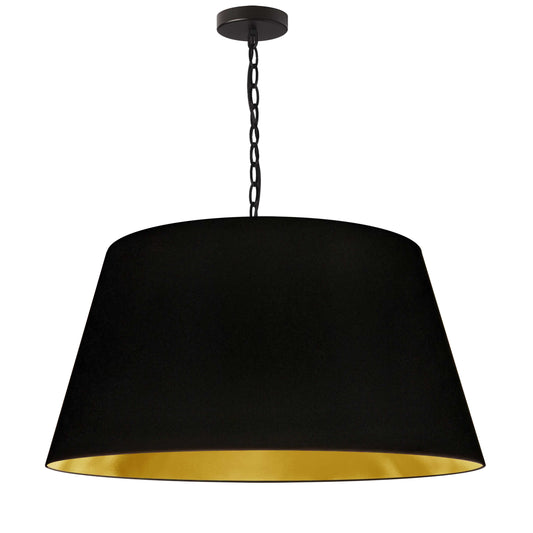 Dainolite 1 Light Brynn Large Pendant, Black/Gold Shade, Black - Renoz