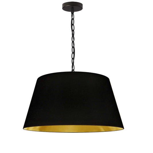 Dainolite 1 Light Brynn Medium Pendant, Black/Gold Shade, Black - Renoz