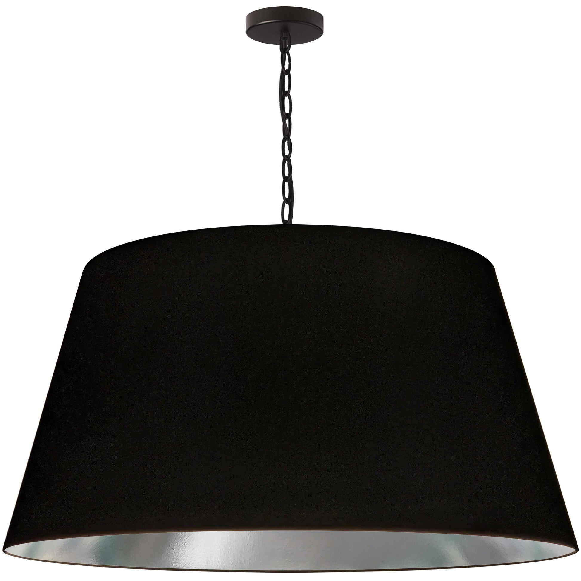 Dainolite 1 Light Brynn Extra Large Pendant, Black/Silver Shade, Black - Renoz