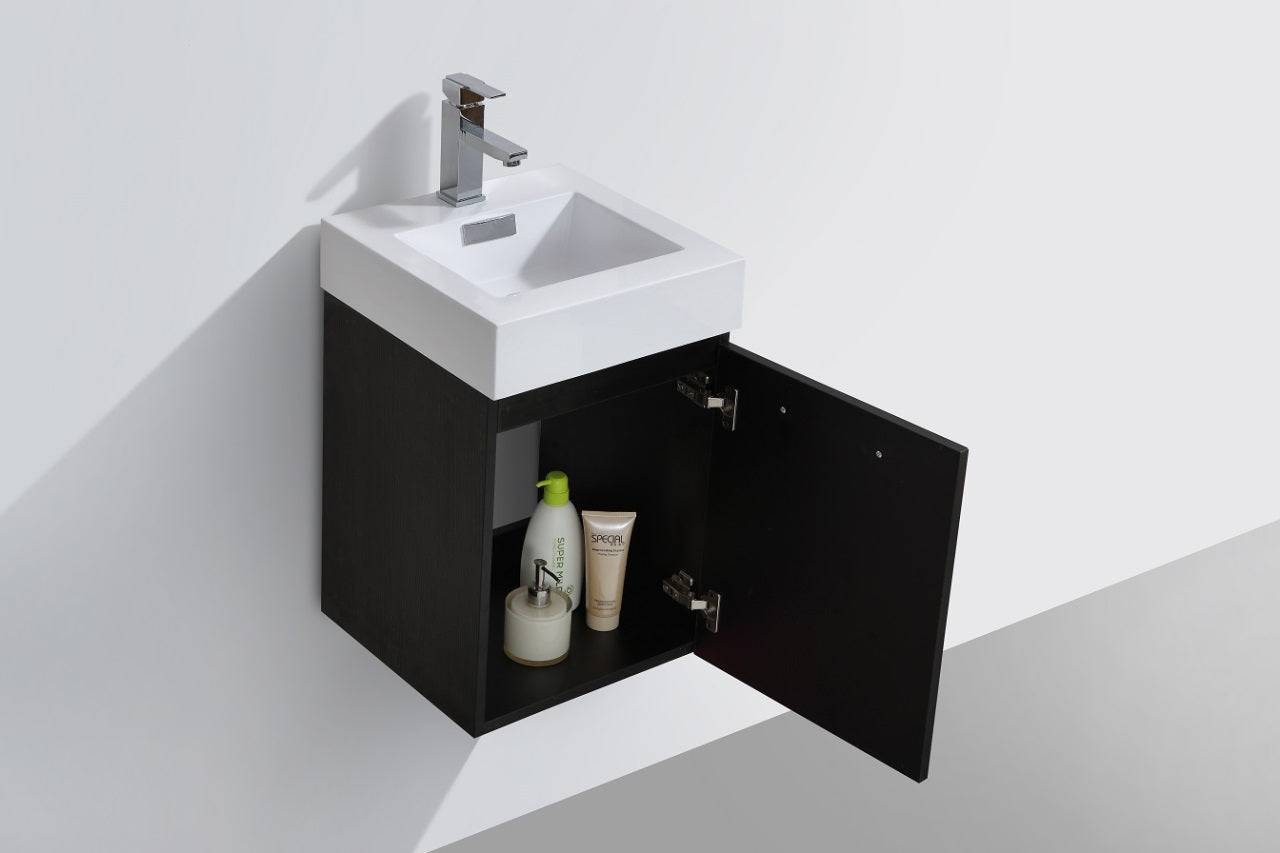 Kube Bath Bliss 16" Wall Mount / Wall Hung Modern Bathroom Vanity With 1 Door and Acrylic Countertop - Renoz