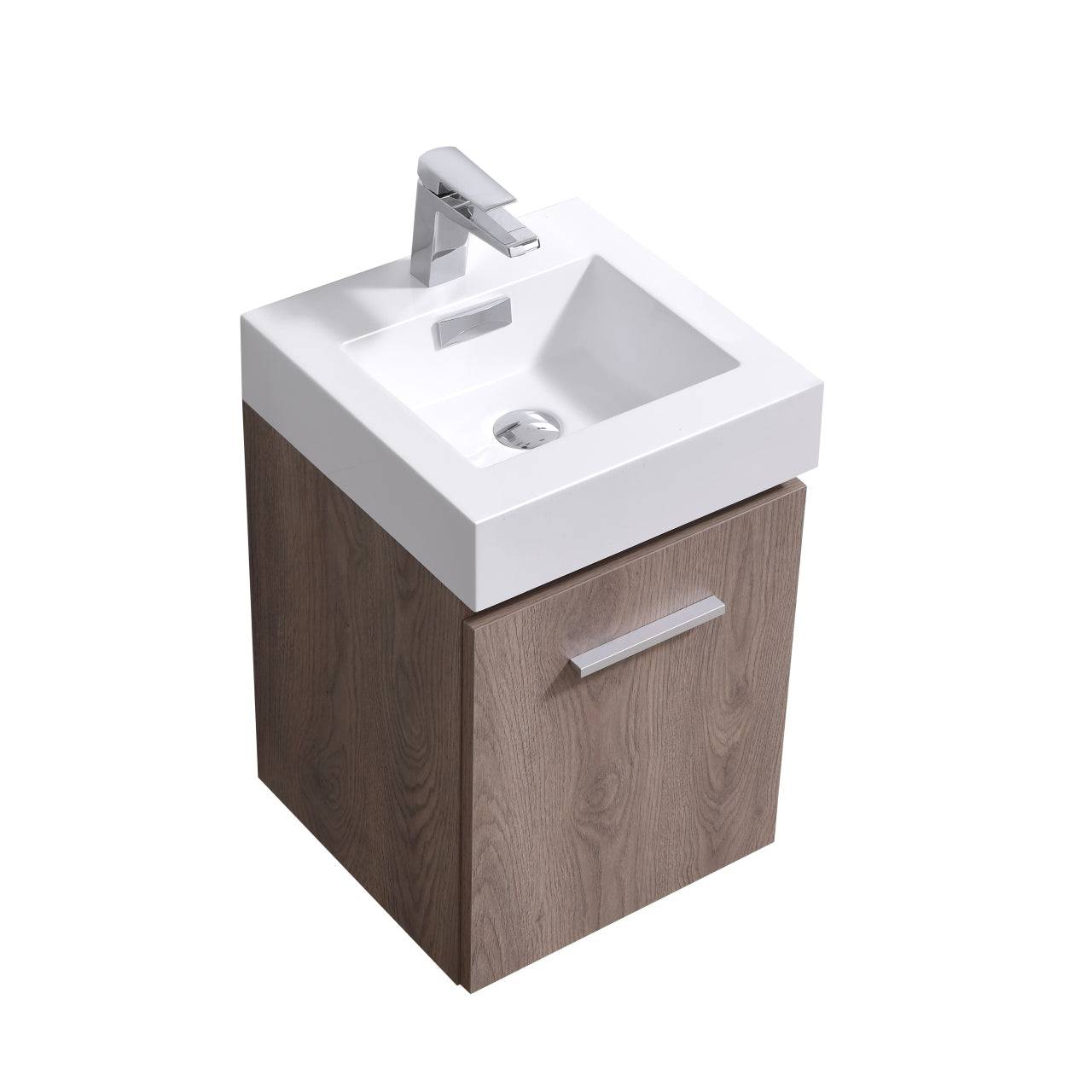 Kube Bath Bliss 16" Wall Mount / Wall Hung Modern Bathroom Vanity With 1 Door and Acrylic Countertop - Renoz