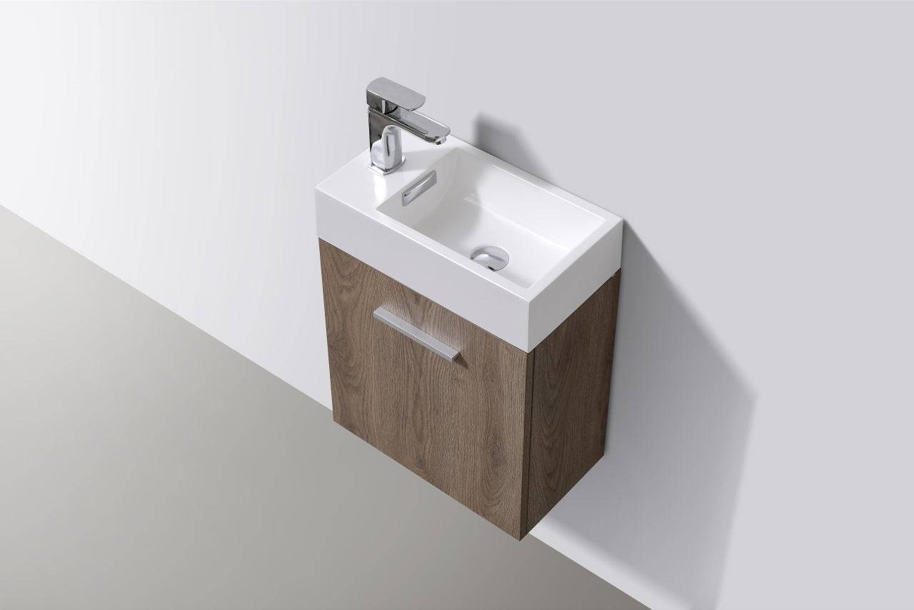 Kube Bath Bliss 18" Wall Mount / Wall Hung Bathroom Vanity With 1 Door - Renoz