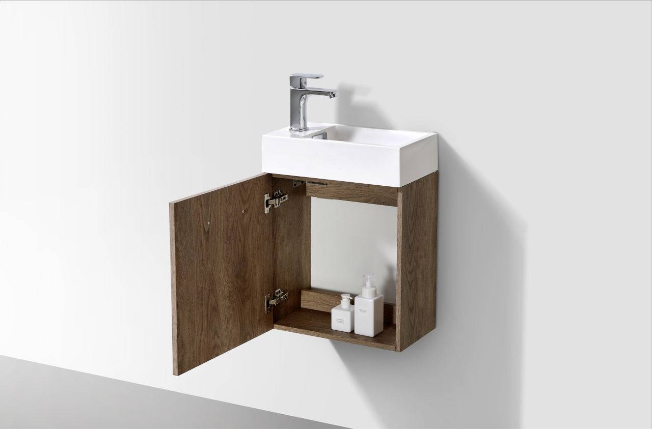 Kube Bath Bliss 18" Wall Mount / Wall Hung Bathroom Vanity With 1 Door - Renoz