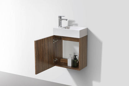 Kube Bath Bliss 18" Wall Mount / Wall Hung Bathroom Vanity With 1 Door - Renoz