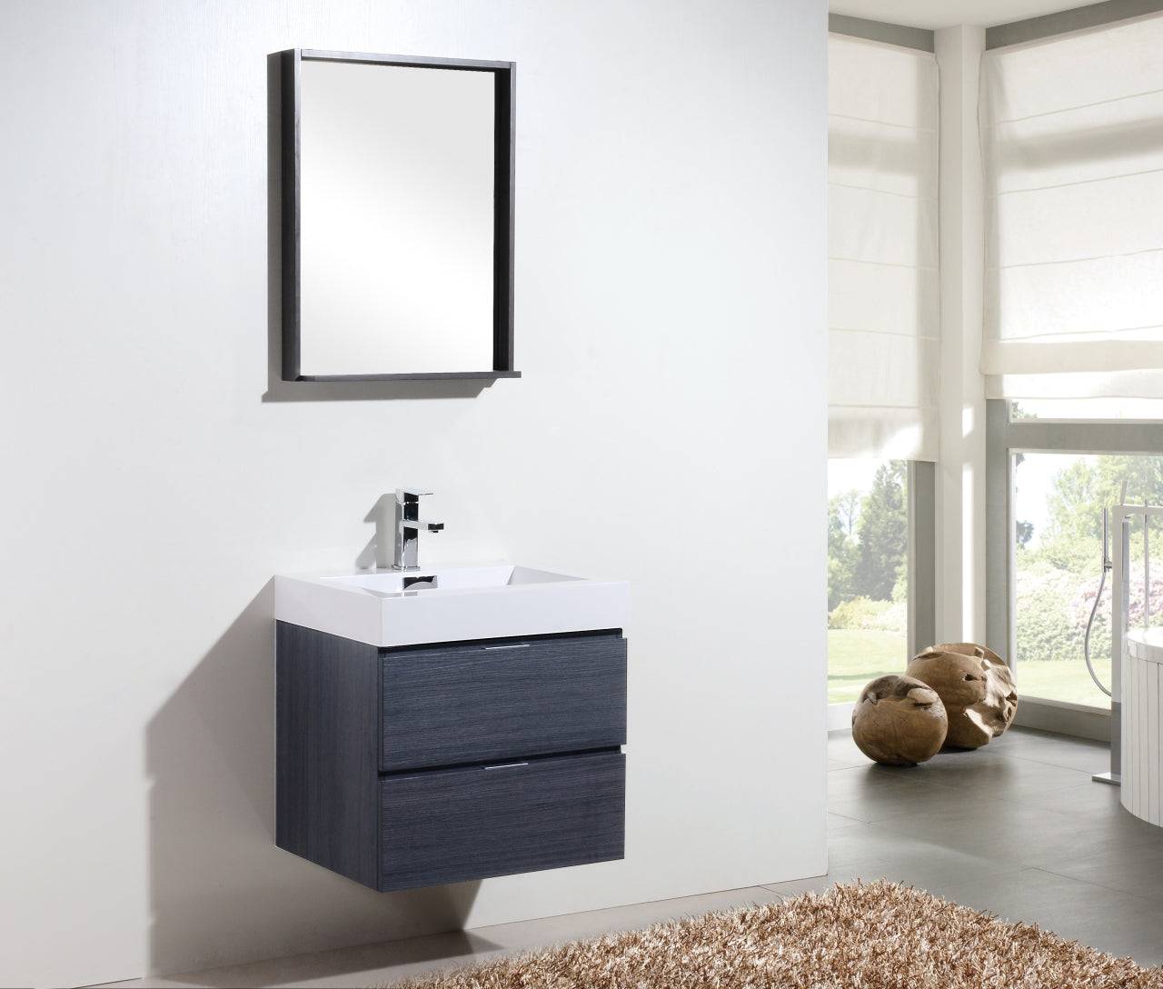 Kube Bath Bliss 24" Wall Mount / Wall Hung Bathroom Vanity With 2 Drawers - Renoz