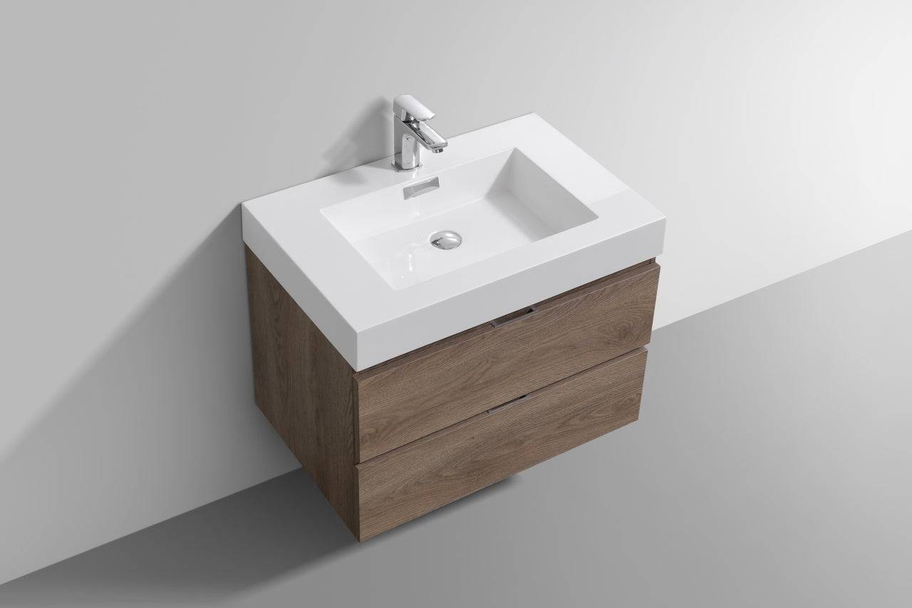 Kube Bath Bliss 30" Wall Mount / Wall Hung Bathroom Vanity With 2 Drawers - Renoz