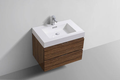 Kube Bath Bliss 30" Wall Mount / Wall Hung Bathroom Vanity With 2 Drawers - Renoz