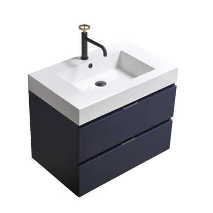 Kube Bath Bliss 30" Wall Mount / Wall Hung Bathroom Vanity With 2 Drawers - Renoz