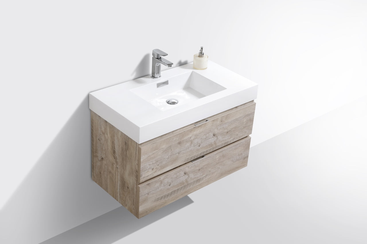 Kube Bath Bliss 36" Wall Mount / Wall Hung Modern Bathroom Vanity With 2 Drawers - Renoz