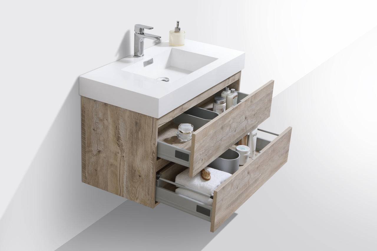 Kube Bath Bliss 36" Wall Mount / Wall Hung Modern Bathroom Vanity With 2 Drawers - Renoz