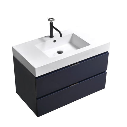 Kube Bath Bliss 36" Wall Mount / Wall Hung Modern Bathroom Vanity With 2 Drawers - Renoz