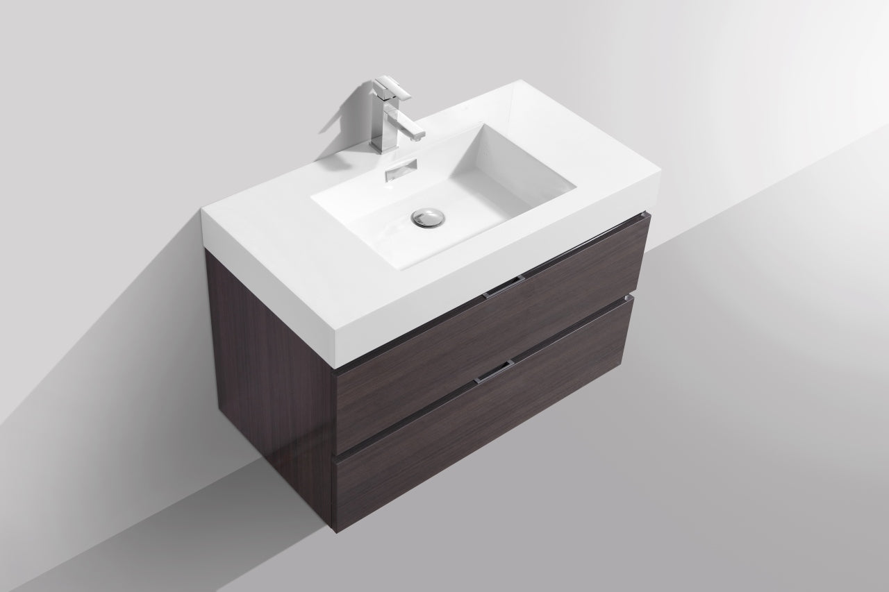 Kube Bath Bliss 36" Wall Mount / Wall Hung Modern Bathroom Vanity With 2 Drawers - Renoz