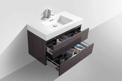 Kube Bath Bliss 36" Wall Mount / Wall Hung Modern Bathroom Vanity With 2 Drawers - Renoz