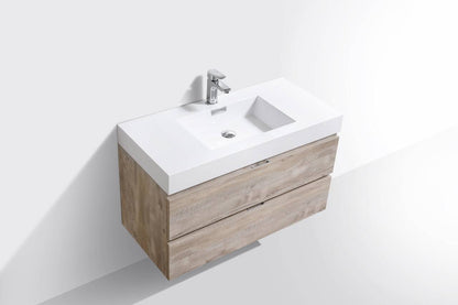 Kube Bath Bliss 40" Wall Mount / Wall Hung Modern Bathroom Vanity With 2 Drawers Acrylic Countertop - Renoz