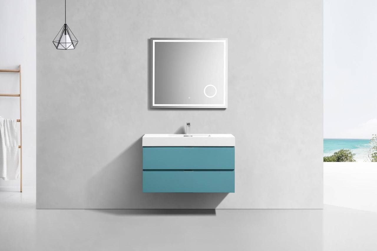 Kube Bath Bliss 40" Wall Mount / Wall Hung Modern Bathroom Vanity With 2 Drawers Acrylic Countertop - Renoz