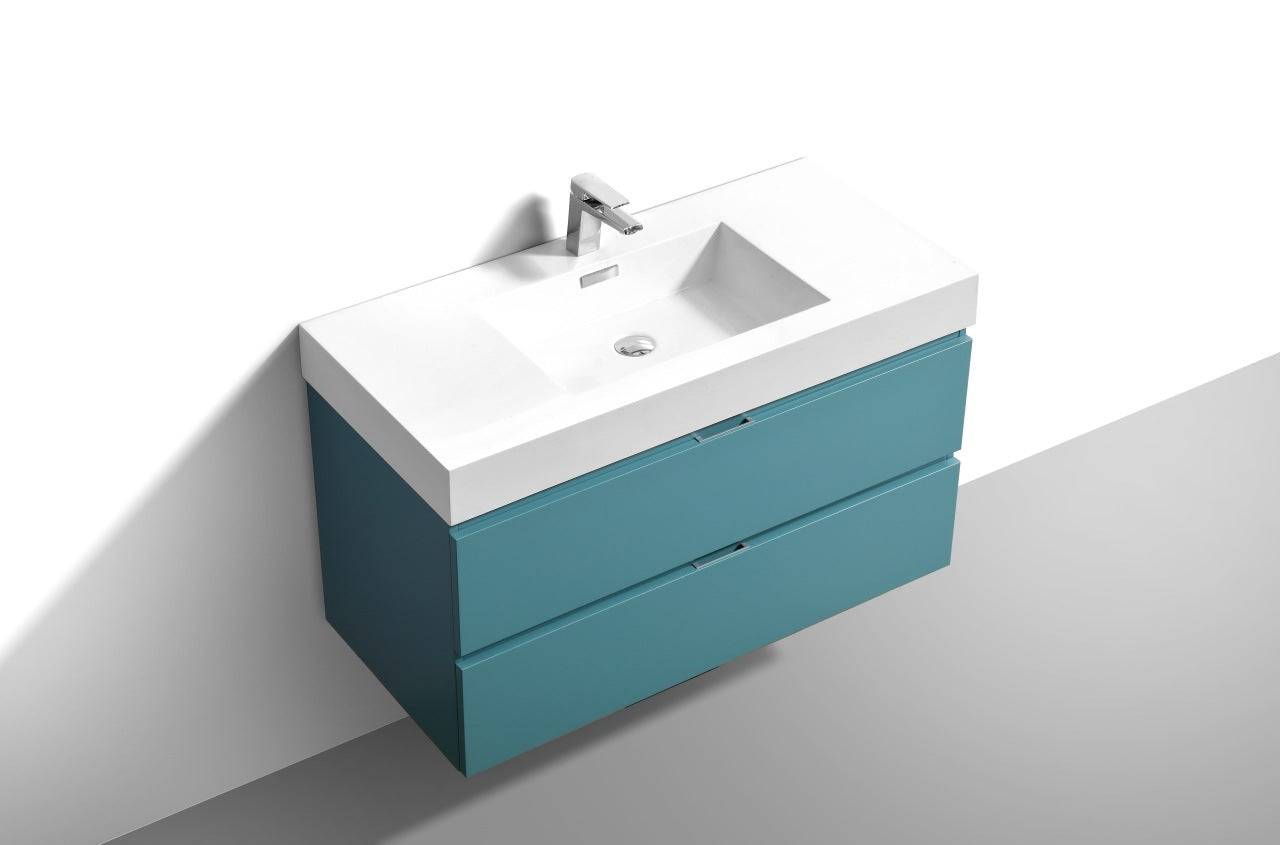 Kube Bath Bliss 40" Wall Mount / Wall Hung Modern Bathroom Vanity With 2 Drawers Acrylic Countertop - Renoz