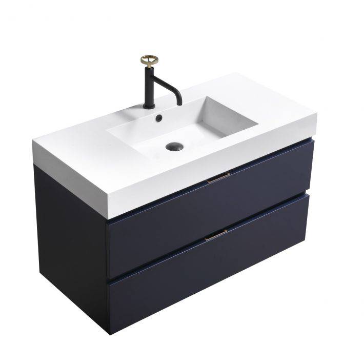 Kube Bath Bliss 40" Wall Mount / Wall Hung Modern Bathroom Vanity With 2 Drawers Acrylic Countertop - Renoz