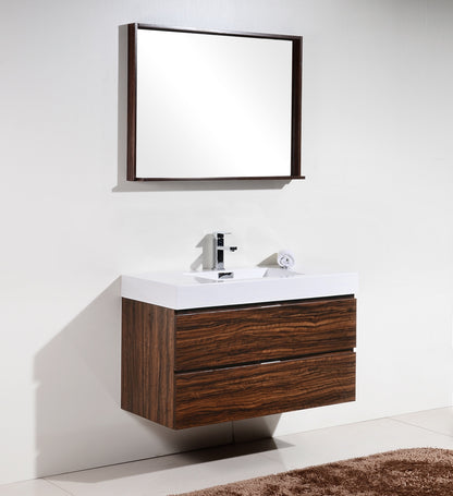 Kube Bath Bliss 40" Wall Mount / Wall Hung Modern Bathroom Vanity With 2 Drawers Acrylic Countertop - Renoz