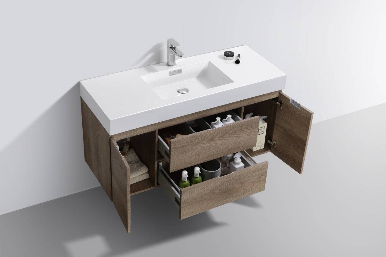 Kube Bath Bliss 48" Wall Mount / Wall Hung Modern Bathroom Vanity With 2 Drawers And 2 Doors Acrylic Countertop - Renoz