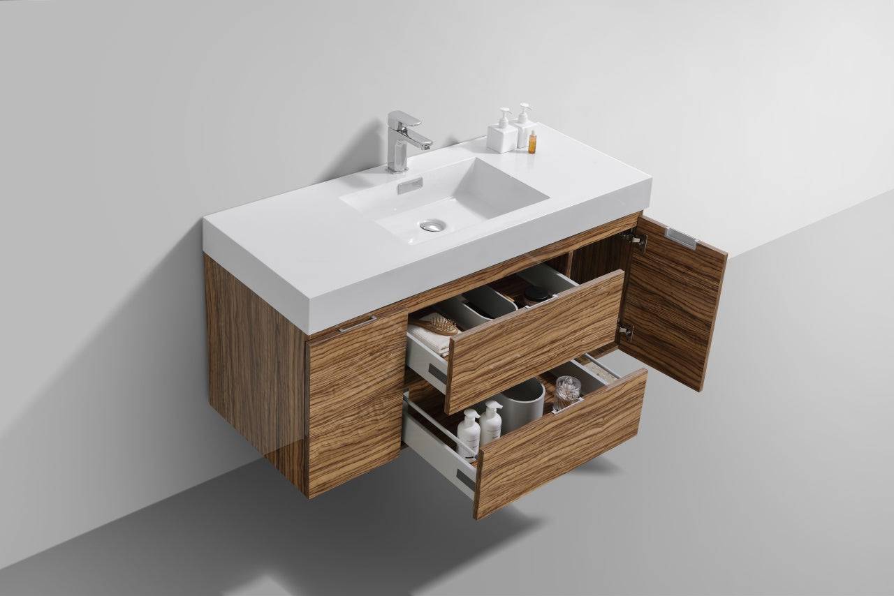 Kube Bath Bliss 48" Wall Mount / Wall Hung Modern Bathroom Vanity With 2 Drawers And 2 Doors Acrylic Countertop - Renoz